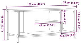 TV állvány Tölgyfa MDF, Fém 102 x 35 x 45 cm TV állvány