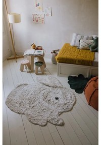 Világosszürke mosható kézi szövésű pamut gyerek szőnyeg 130x135 cm Bunny – Lorena Canals