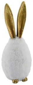 Arany színű nyuszi szőrgombóc tojásban húsvéti dekoráció figura 25 cm
