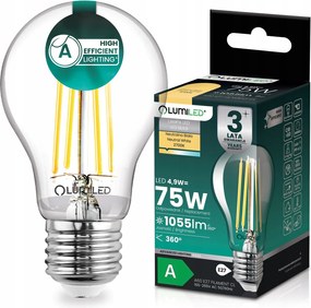 Led izzó E27 Filament A osztály 4,9W 1055LM 75W 2700K 360° Lumiled