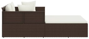 Barna polyrattan napozóágy párnával 182 x 118 x 63 cm