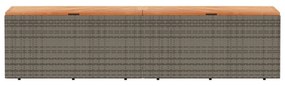 szürke polyrattan és akácfa kerti tárolóláda 220 x 50 x 54 cm