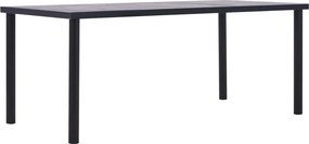 vidaXL fekete és betonszürke MDF étkezőasztal 200 x 100 x 75 cm