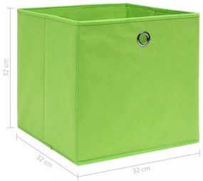 4 db zöld szövet tárolódoboz 32 x 32 x 32 cm