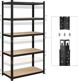 Nagy teherbírású tárolópolc szett (2 db), fekete