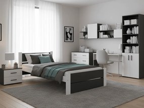 IKAROS DOUBLE ágy 90 x 200 cm, antracit/fehér Ágyrács: Léces ágyrács, Matrac: Coco Maxi 20 cm matrac