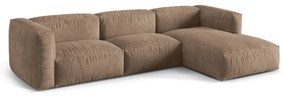 Világosbarna bársony moduláris sarokkanapé (jobb oldali-heverő résszel) Martina – Micadoni