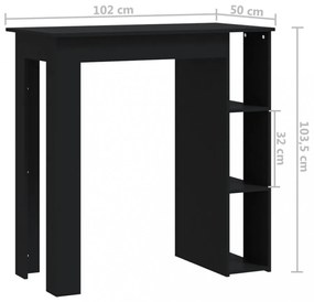 fekete szerelt fa bárasztal polccal 102 x 50 x 103,5 cm