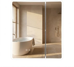 Rea Rea, LED tükrös szekrény világítással 60x70 cm, műanyag, M1011-60, fehér-szürke, REA-M0100
