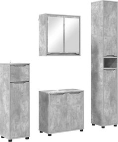 vidaXL Fürdőszoba bútor szett fiókkal 4 pcs Beton Szürke Faanyag