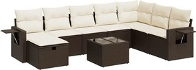 vidaXL 9 részes barna polyrattan kerti ülőgarnitúra párnákkal