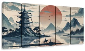 5 részes kép csendes este Japánban