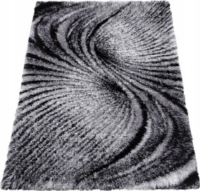 Szőnyeg 60x100 Hálószoba Nappaliba Shaggy Szürke Fekete Hosszú Bozontos Haj