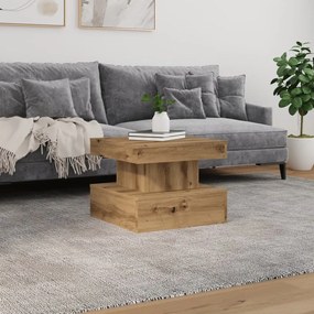 Kézműves tölgy színű dohányzóasztal LED-lámpákkal 50x50x40cm