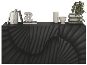 SNAKE háromajtós komód, antracitszürke laminált testtel és antracitszürke, díszített mintázatú előlapokkal