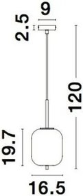 NOVA LUCE 9624075 LATO Egyágú Függesztett Lámpa Üveg E27 IP20