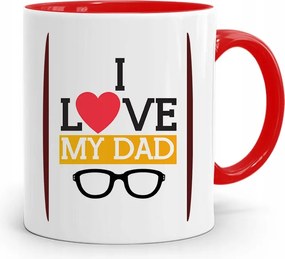 Piros Bögre Apának I Love My Dad Ajándék fényképes nyomtatással
