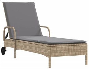 2 db bézs polyrattan napozóágy párnával