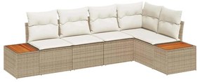 Kerti Kanapé Szett 5 pcs bézs és krémszínű 264 x 154 x 85 cm