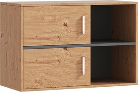 HOMCOM Fürdőszobai Segédszekrény Fali Szekrény Nyitott Rekeszekkel és 2 Ajtóval Modern Fürdőszobai Szekrény Konyhai Bejárathoz 80 cm x 35 cm x 57.5 cm