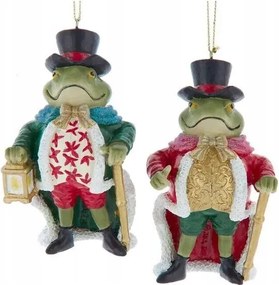 Kurt Adler karácsonyfadísz béka bottal