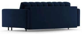 Sötétkék bársony kinyitható tárolóhelyes kanapé 222 cm Bali – Cosmopolitan Design