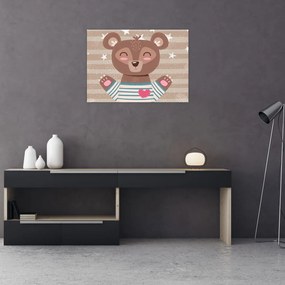 Kép - szerető mackó (üvegen) (70x50 cm)