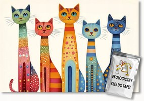 Fotótapéta Flizelina Gyerekek Folk Pop Art Etno Színes Macskák 400x280 ragasztó