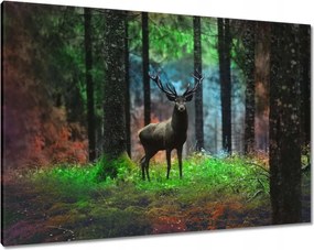 Vászonkép 100x70 Szarvas a mesés erdőben