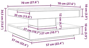betonszürke dohányzóasztal 360 fokban forgatható 70x70x34,5 cm