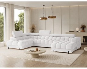Krémszínű buklé kinyitható sarokkanapé (bal oldali-U alakú) Feraria – ELTAP
