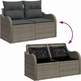 vidaXL Kerti Kanapé Szett tárolóval 9 pcs Szürke Poli rattan