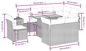9 részes szürke polyrattan kerti ülőgarnitúra párnákkal