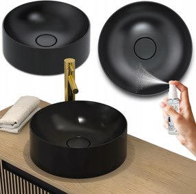 Mosdókagyló 40 Fürdőszobai Fekete Kerek Gránit Konglomometerátum