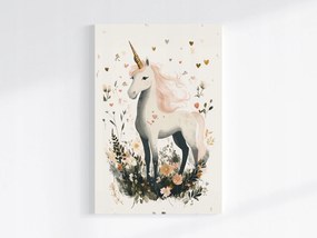 Canvas Vászonkép Gyerekek Unikornis Virágok Szív Mese Legenda 40x60
