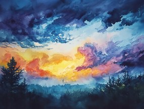 Vászonkép Canvas Tájkép Ég Felhők Nap Vihar Időjárás 80x60