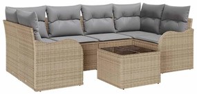 vidaXL Kerti Kanapé Szett párnával tárolóval 7 pcs Barna és szürke