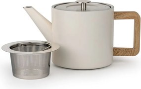 Elefántcsont színű rozsdamentes acél teáskanna szűrővel 1,1 l Duet Narvik – Bredemeijer