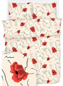 Pipacsok krepp ágyneműhuzat TiaHome - 1x Párna 90x70cm, 1x Paplan 140x200cm