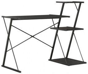 fekete íróasztal polccal 116 x 50 x 93 cm