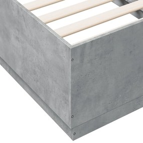 betonszürke szerelt fa ágykeret LED-del 90 x 190 cm