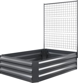 Outsunny Nagy Galvanizált Acél Kerti Virágtartó Trellis-szel Mászó Növényekhez és Nyitott Alappal Teraszon, Erkélyen 80x115x125 cm Sötét Szürke | Aoso
