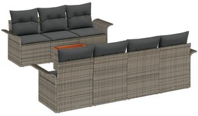 8 Darabos Kerti Kanapé Szett Párnával Szürke Poly Rattan Akác