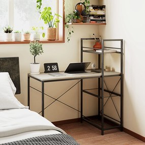 HOMCOM Ipari Forgatható Könyvespolc Íróasztal Acélváz Tanulóasztal Otthoni Irodához Hálószobához 110x53x115,5 cm Tölgy és Fekete | Aosom