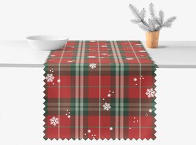 Goldea karácsonyi teflonbevonatú asztali futó - piros kockás hópelyhekkel 20x120 cm