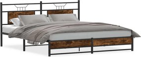vidaXL füstös tölgy színű fém ágykeret matrac nélkül 180 x 200 cm