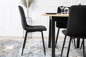 Étkezőgarnitúra 4 db. Fekete Bársony Peru székkel. Bővíthető asztal HARRY 102-142 cm