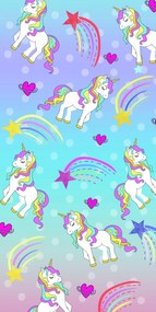 Strandtörölköző Fürdőlepedő XXL 100x180 Nyári Gyorsan száradó Pónik Gyerek