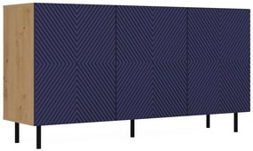 Aldabra MIX Kama 3 komód, 150x78x40 cm, tölgy-kék