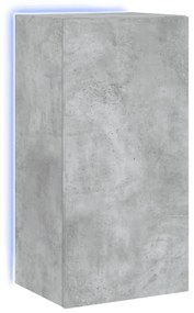 betonszürke falra szerelhető TV-szekrény LED-del 40,5x35x80 cm
